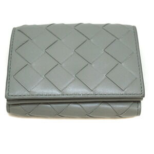 BOTTEGA VENETA Compact Tri fold Wallet Gray Leather